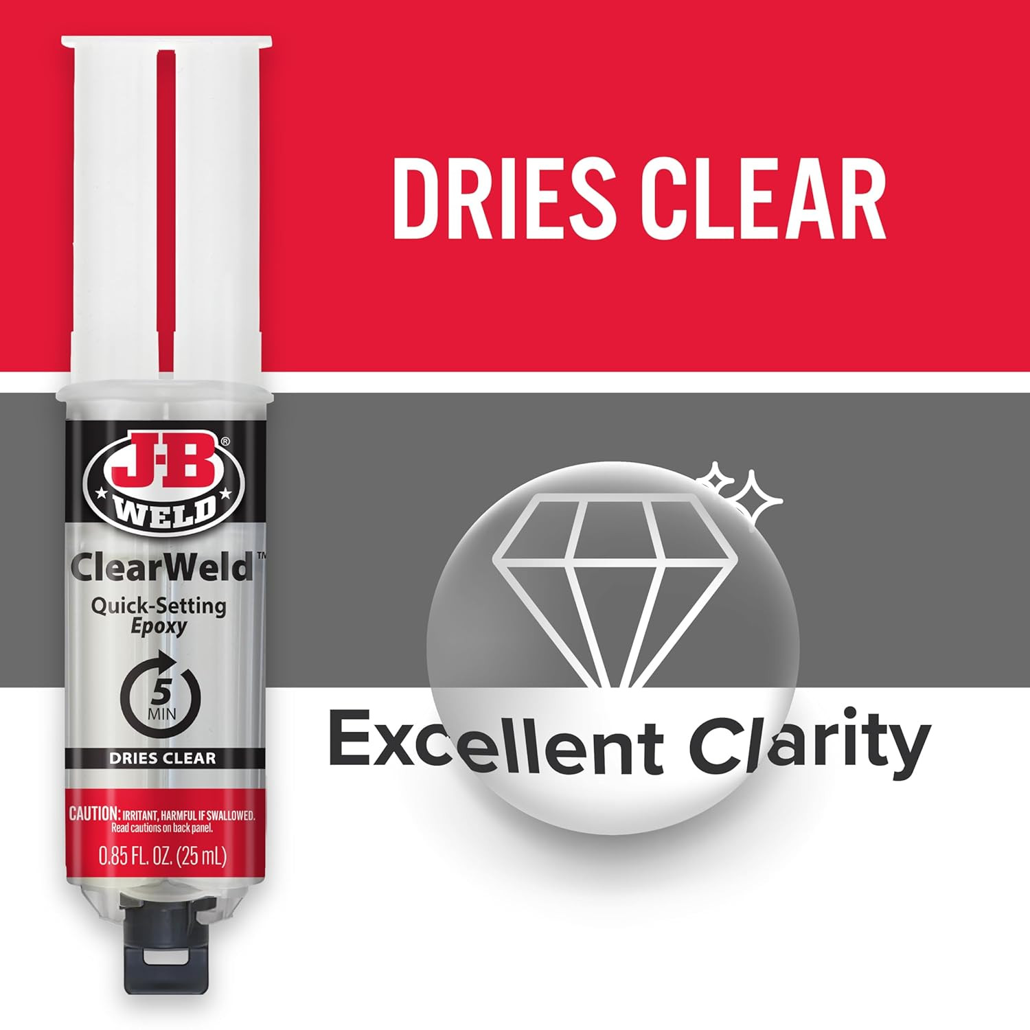 ClearWeld 5 Minute Epoxy Syringe 25ml Strong Clear Adhesive.