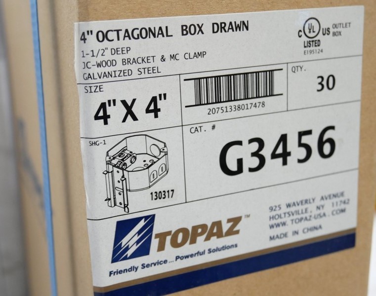 30 Count NEW 4″ Inch Octagonal Box Drawn 1-1/2 Deep Galvanized Steel TOPAZ G3456