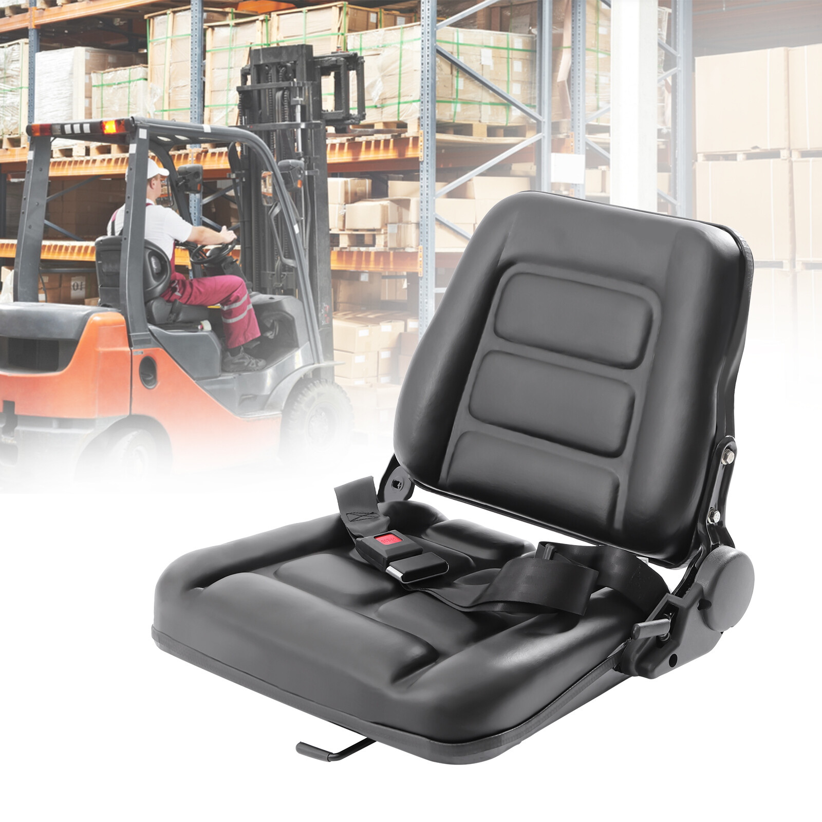 Black Forklift Seat Drivers Side Truck Forklift Seat Backrest Adjustment Seat US