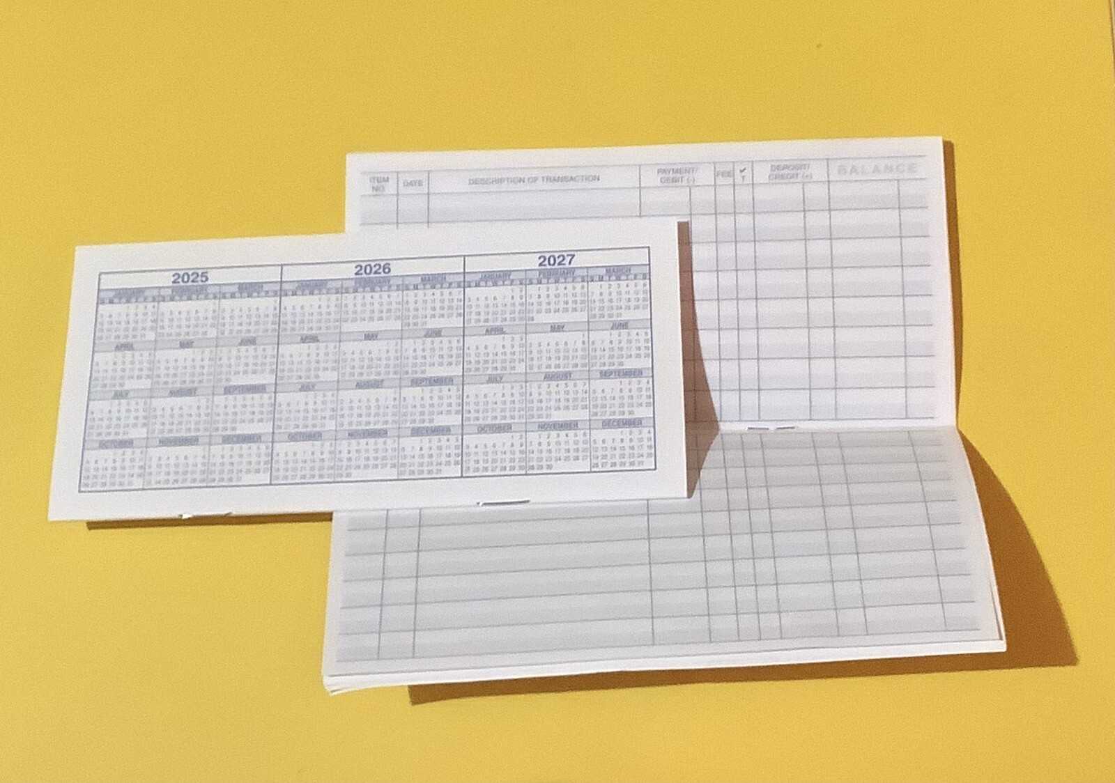 “2025” 3 CHECKBOOK TRANSACTION REGISTER CALENDAR 2025 2026 2027 CHECK BOOK REG.