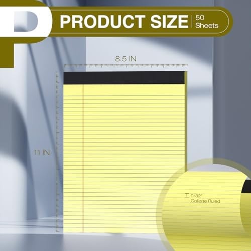 6 Pack Legal Pads 8.5″ x 11″ College Ruled Yellow Note Pads 8.5 x 11 Inch Mic…