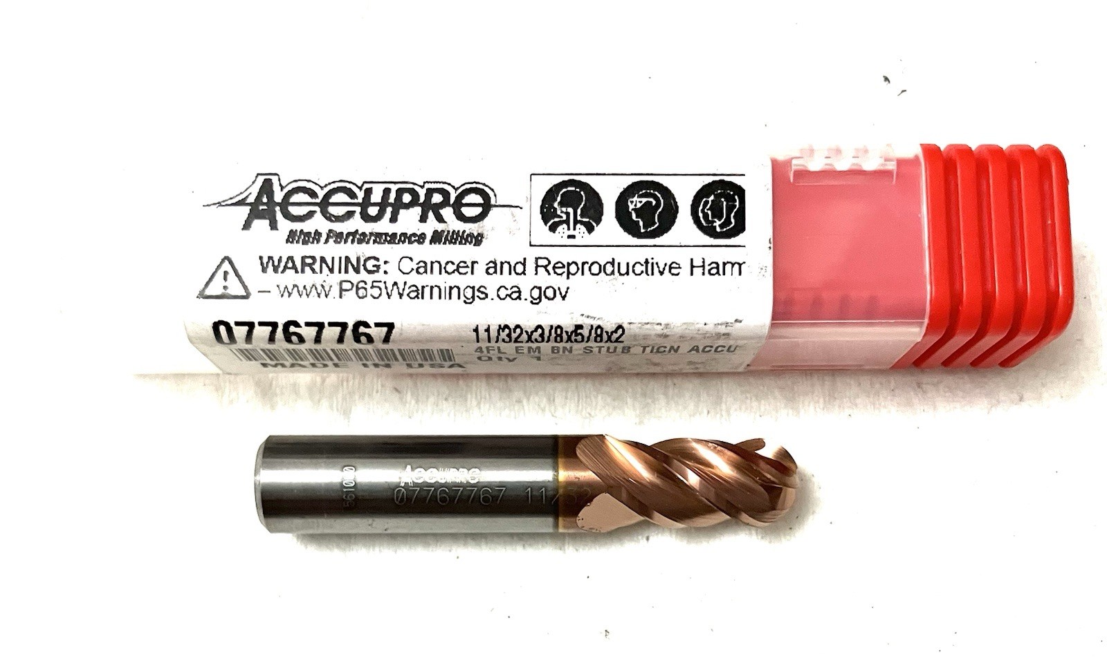 Accupro 11/32″ 4FL Ball Nose End Mill Solid Carbide TiCN 07767767 NEW