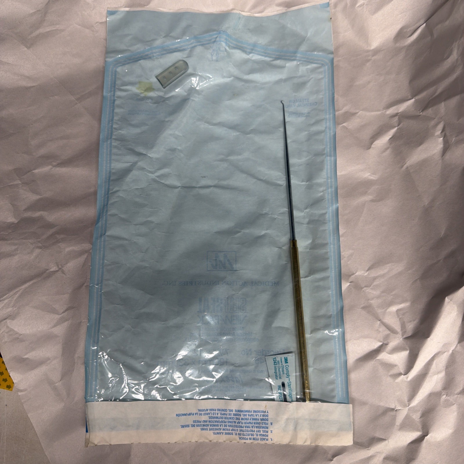 Surgical Nerve Hook, 9 1/2 inches Gold Handle Used Sterilized