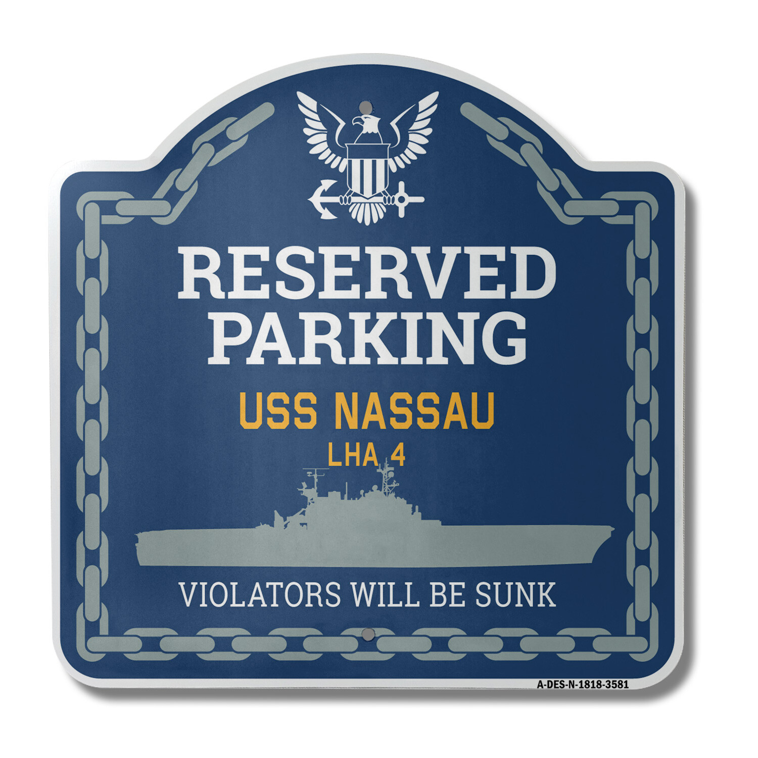 USS NASSAU LHA 4 | 18″ X 18″ Heavy-Gauge Aluminum Designer Navy Ship Sign