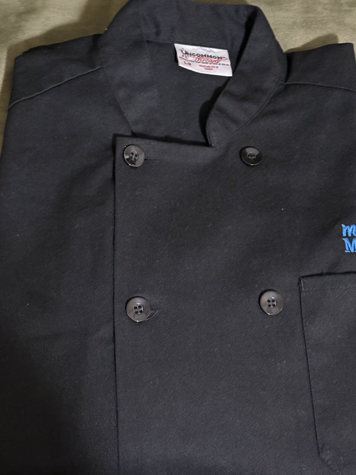 Mellow Mushroom Pizza Men’s Large Chef Coat Embroidered Long Sleeve Birds Art