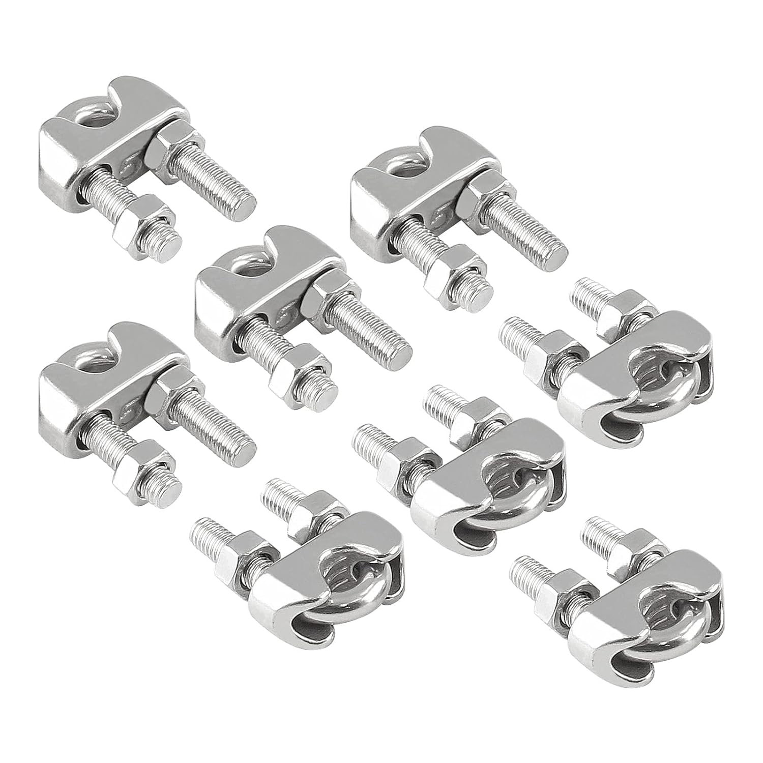 3/16 Inch M5 Stainless Steel Wire Rope Cable Clip Clamp | 12 Pack, U Bolt Saddle