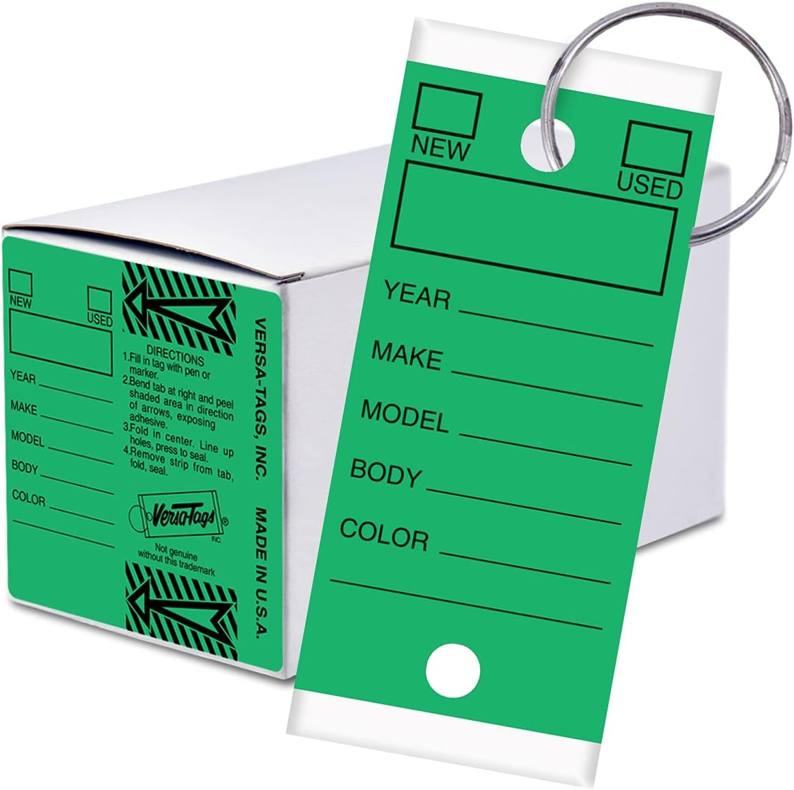 250 Per Box, Self-Protecting Paper Key Tags with Chrome-Plated Split Rings Perfe