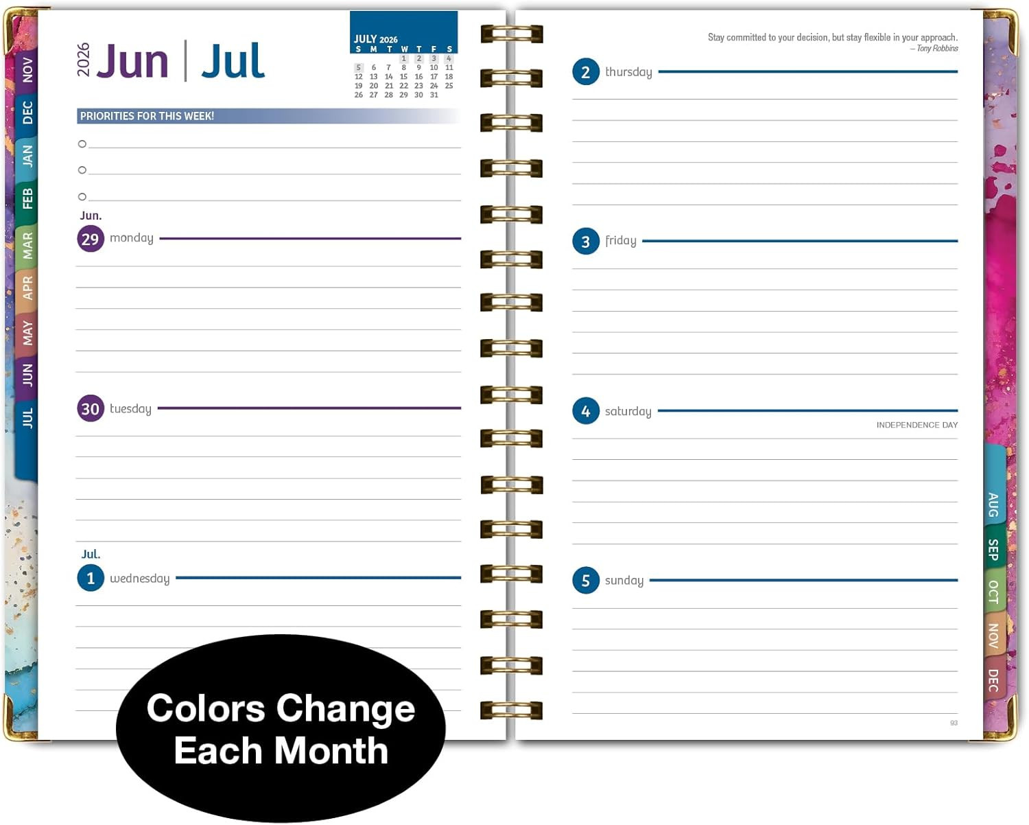 HARDCOVER 2026 Planner, 5.5″x8″: 14 Months (November 2025 – December 2026), Dail
