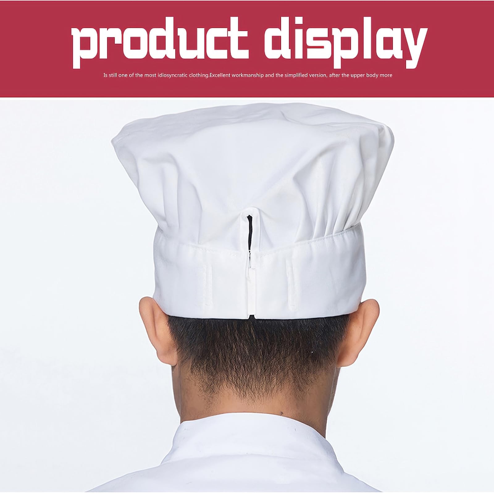 White Chef Hat for Men Women Adults,Elastic Band Small-Large,