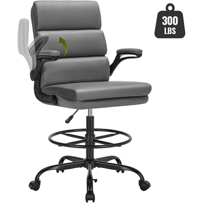 Adjustable Drafting Chair Ergonomic Design BIFMA Certified W/ Foot Rest Ring New