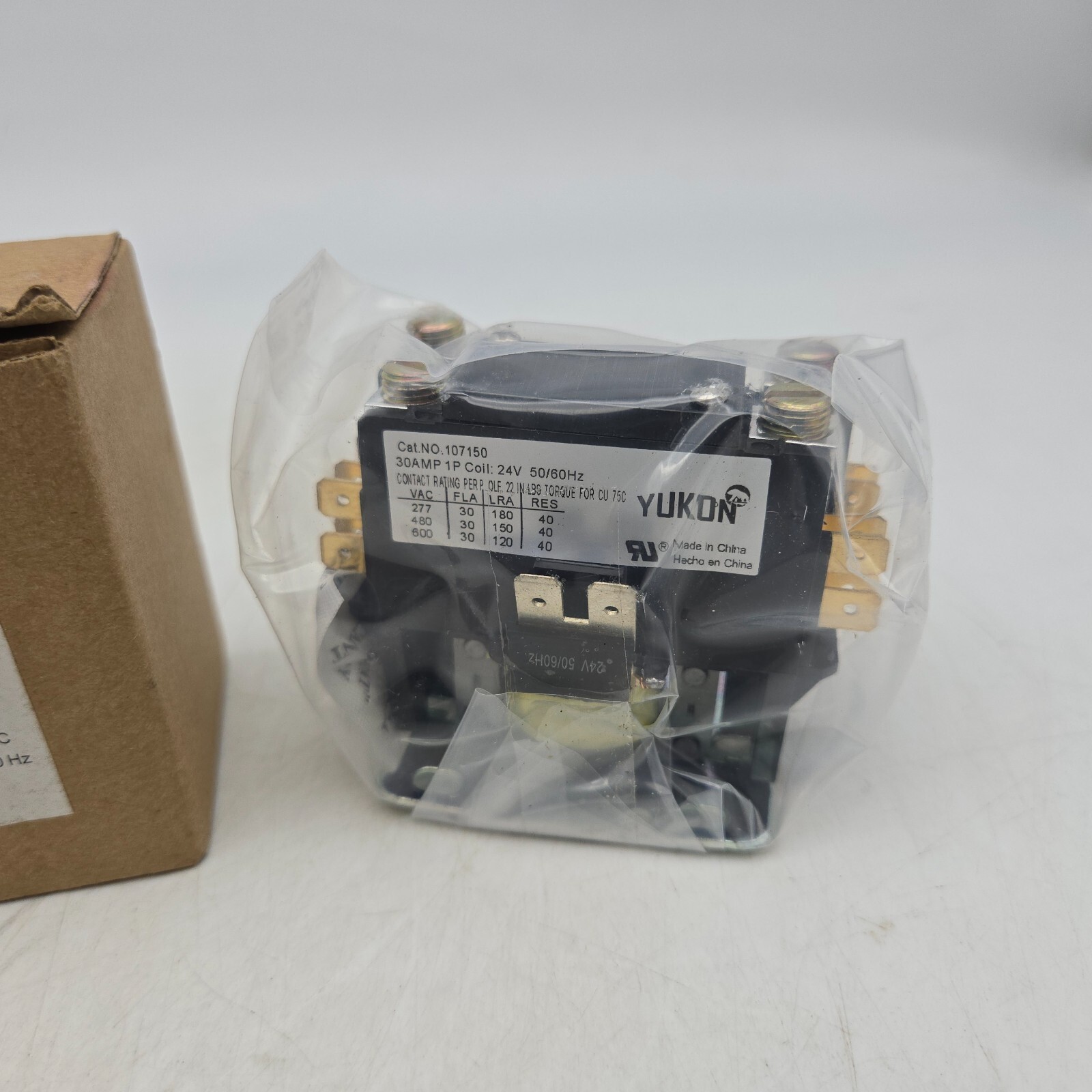 Yukon Definite Purpose Contactor No. 107150 40A 1 Pole 24 VAC