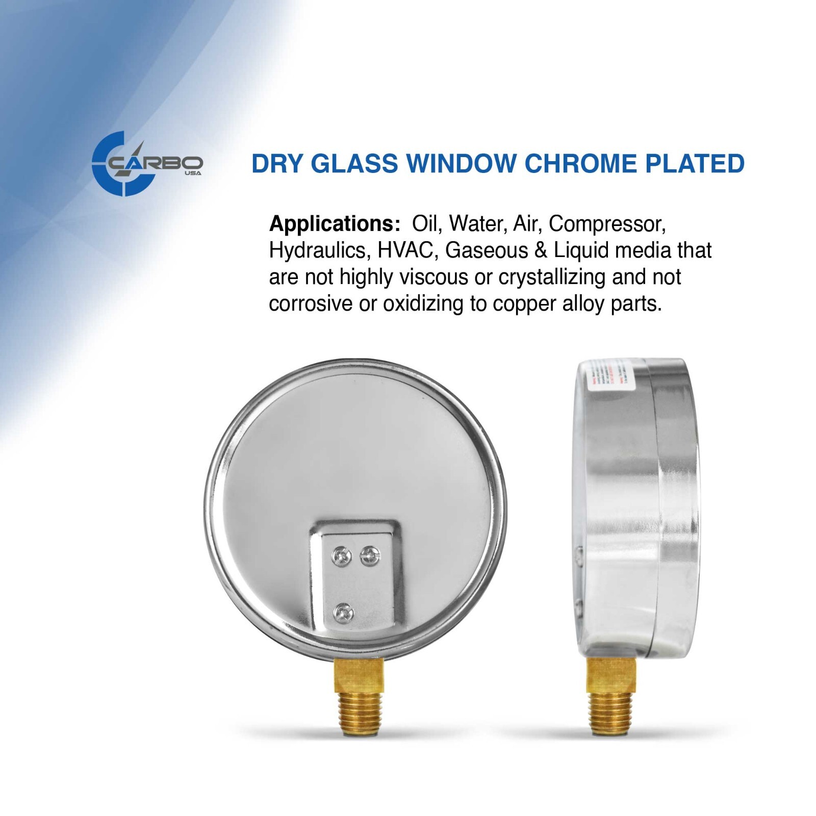 4″ Pressure Gauge – Chrome Plated Steel Case, 1/4″NPT, Lower Side Mnt. 3000 PSI
