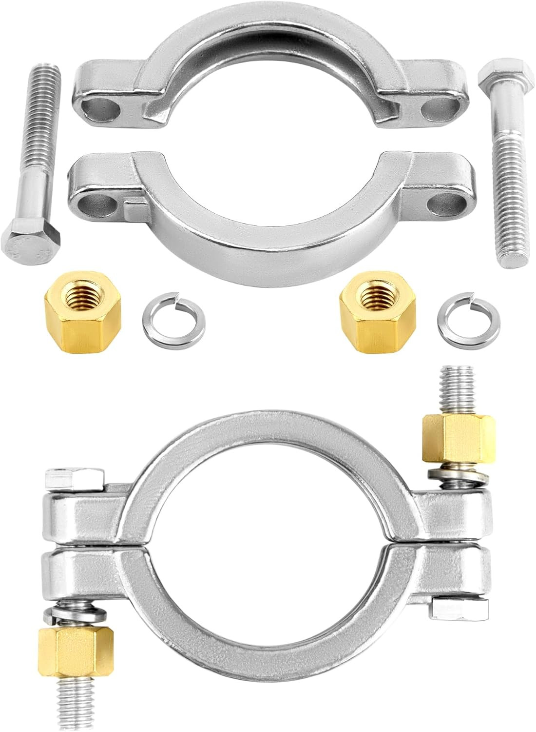 2 Pack 2” 304 Stainless Steel High Pressure Bolted Triple Sanitary Clamp 2” 2pcs