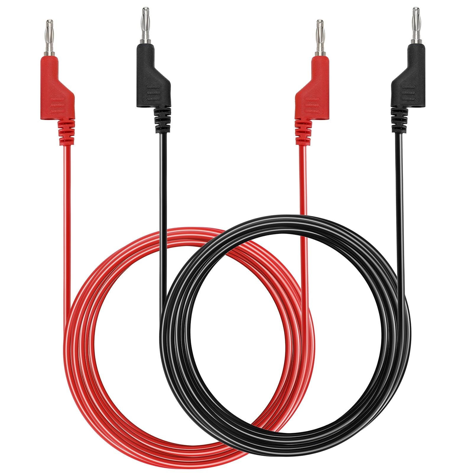 Sumnacon 2Pcs Banana to Banana Plug Test Leads – Stackable 4MM Banana Plug Te…