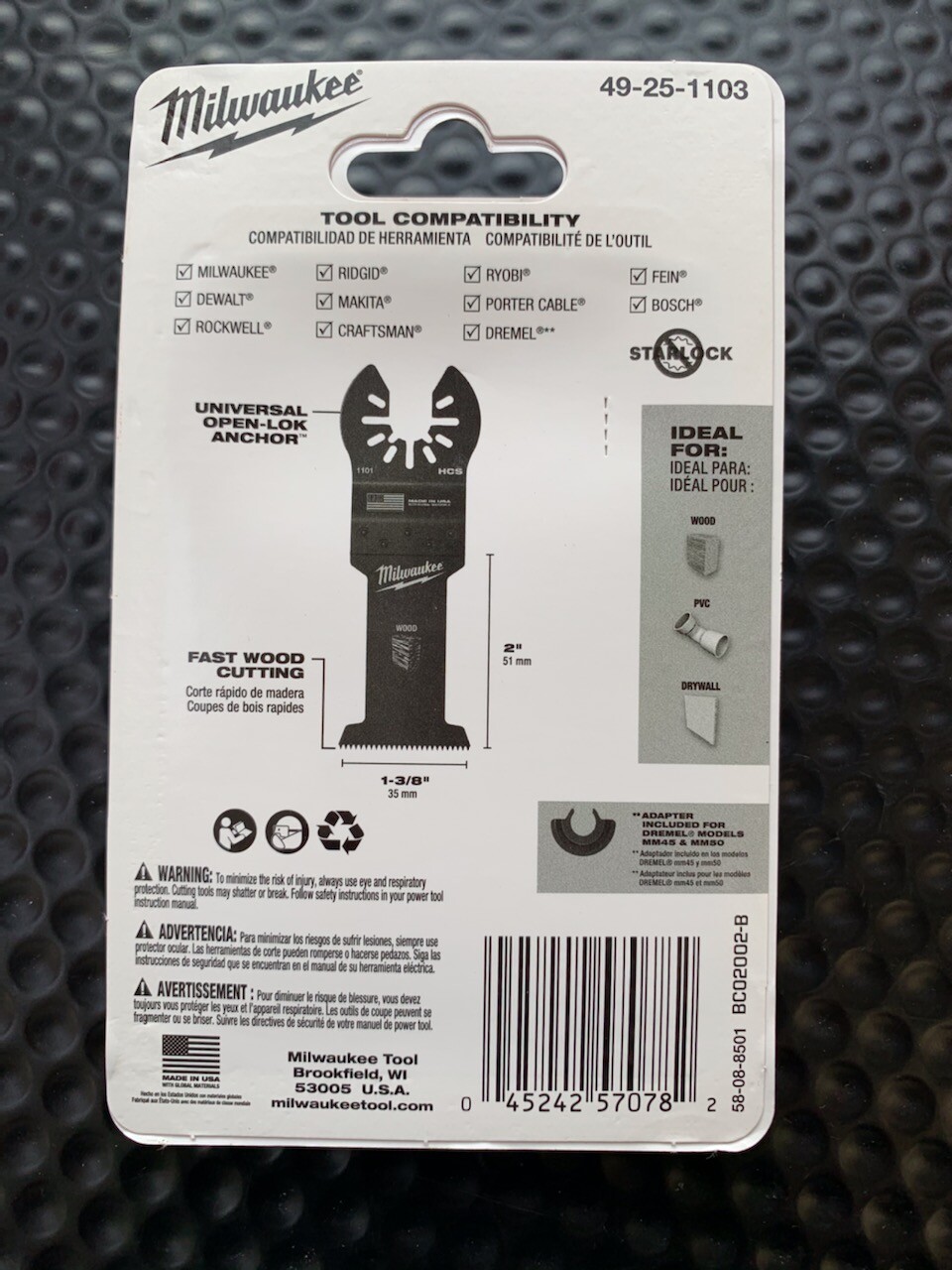 MILWAUKEE UNIVERSAL FIT OPEN-LOK ANCHOR OSCILLATING HIGH CARBON STEEL BLADES 3PC