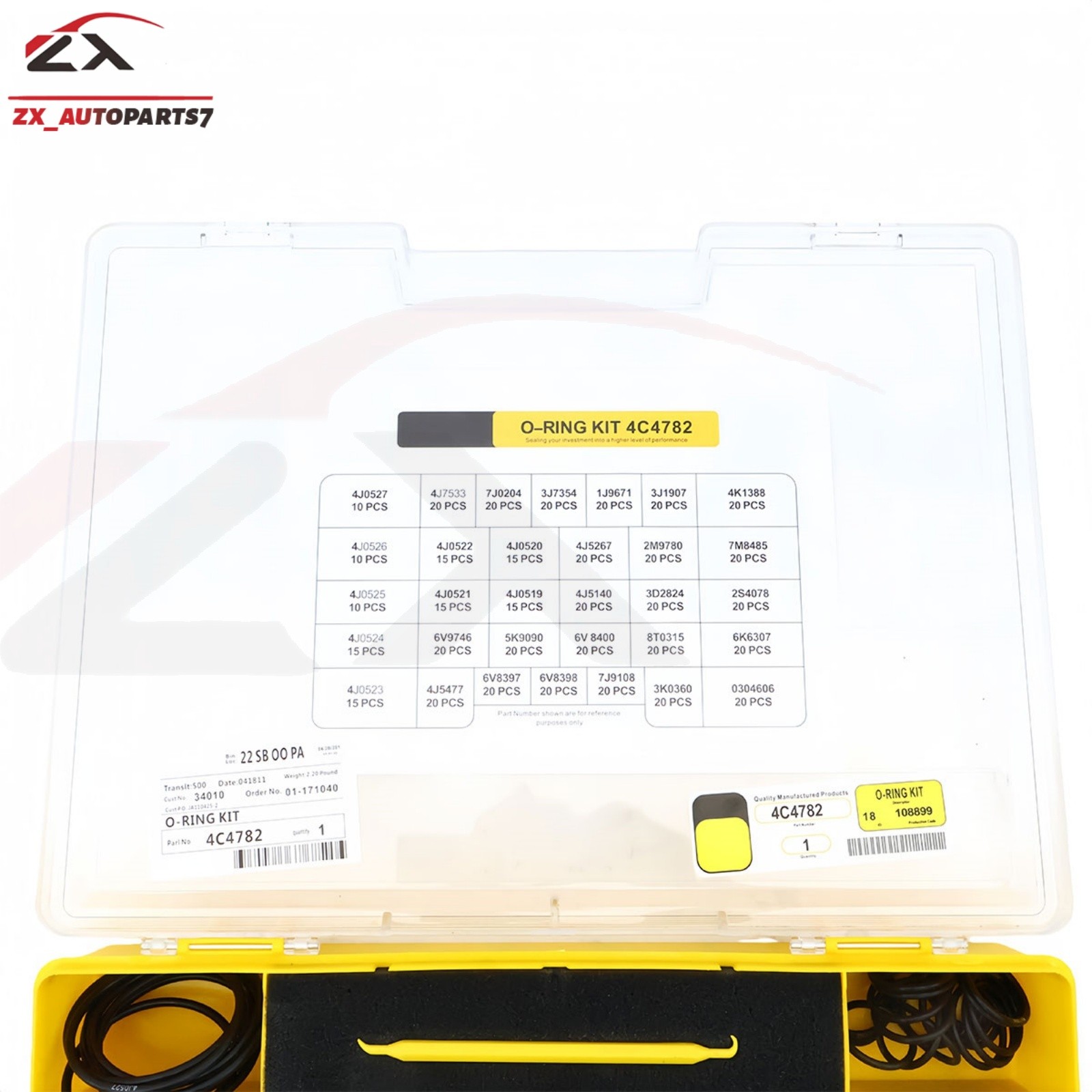 580Pcs Seal O-Ring Kit For SAE STOR ORFS 61 62 Nitrile90 4C-4782
