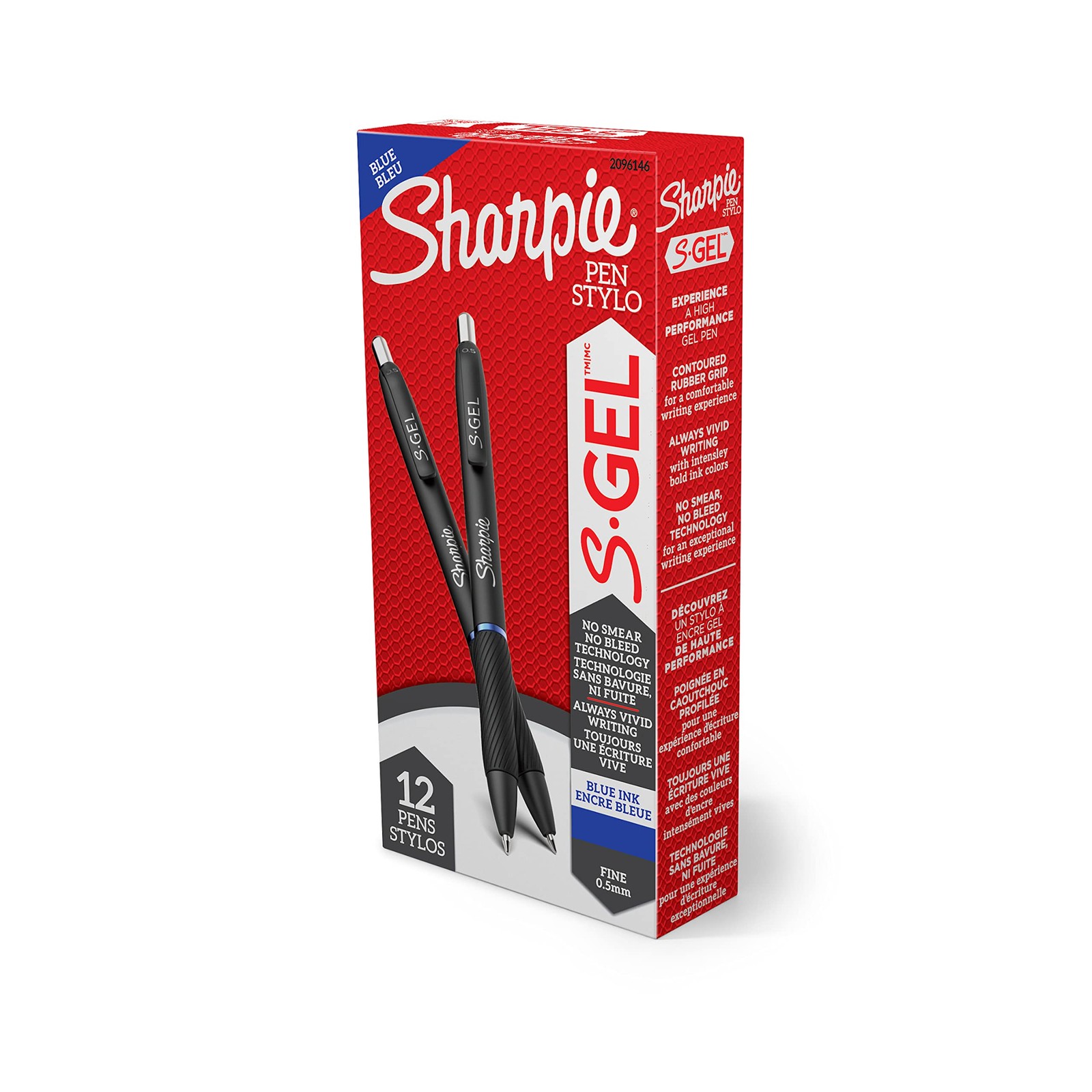 S-Pens, Fine Point (0.5mm), Blue Ink, 12 Count – For Home, Office,