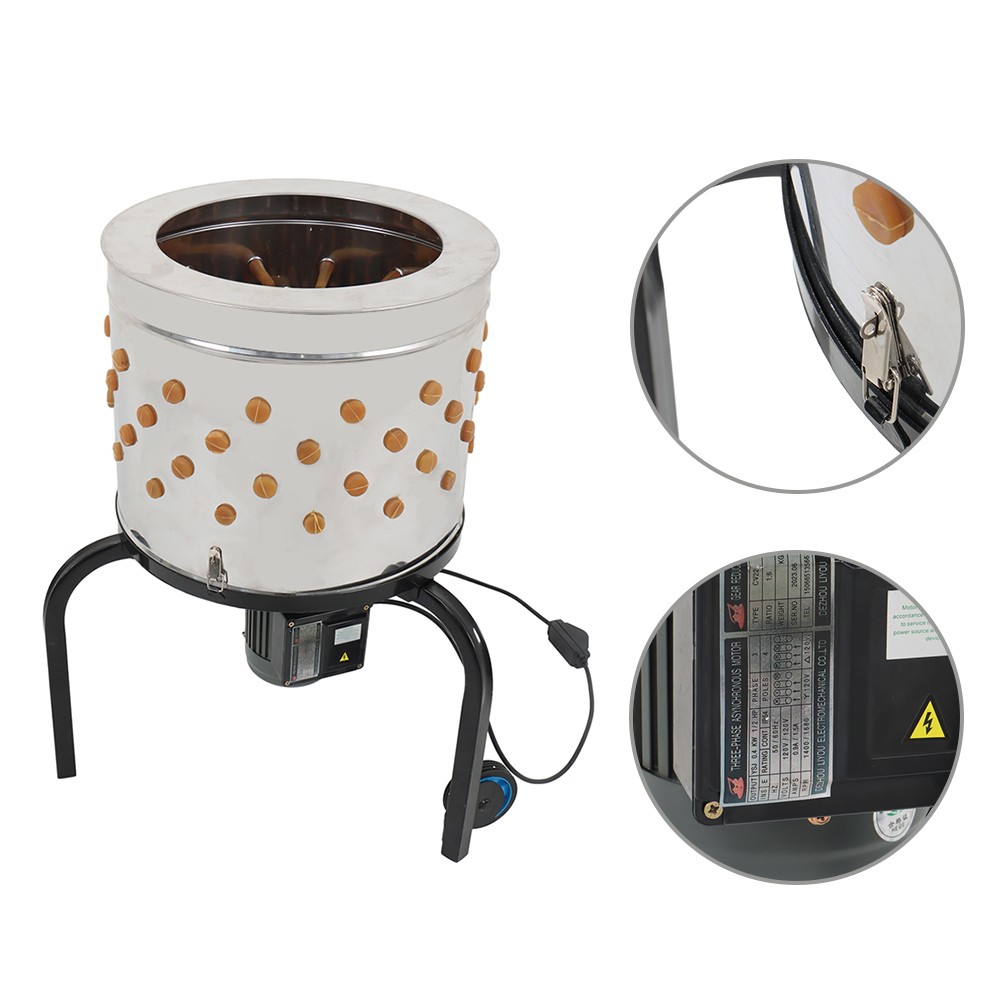 120V 280RPM Motor Feather Plucker Stainless Steel Drum Chicken Plucker Machine