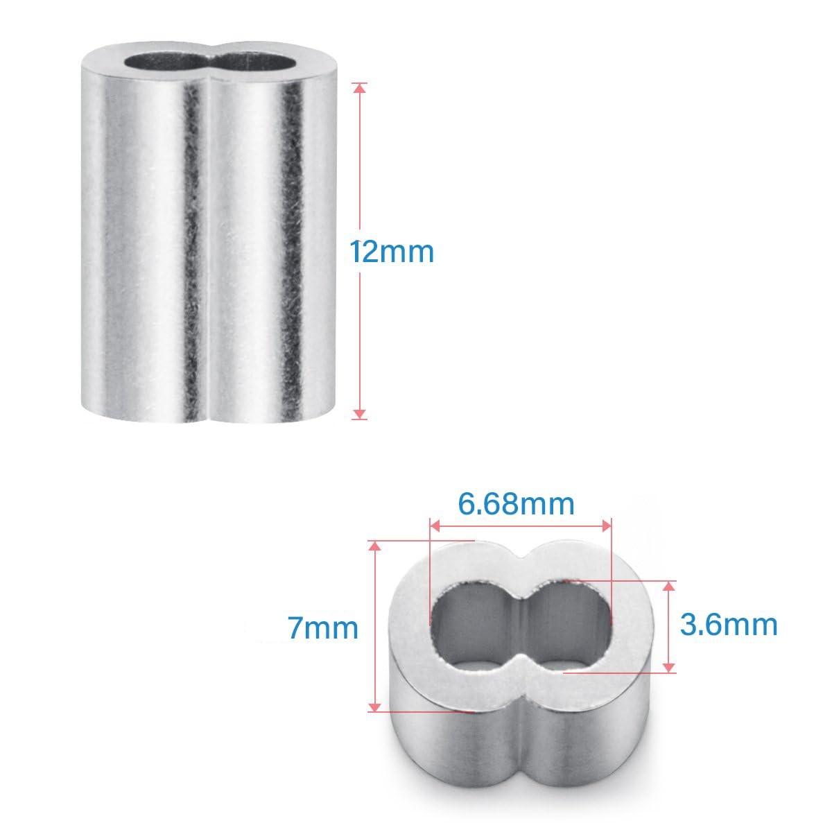 100pcs 1/8″(3mm) Aluminum Crimping Sleeves Loops, Cable Crimps 1/8″ 100PCS