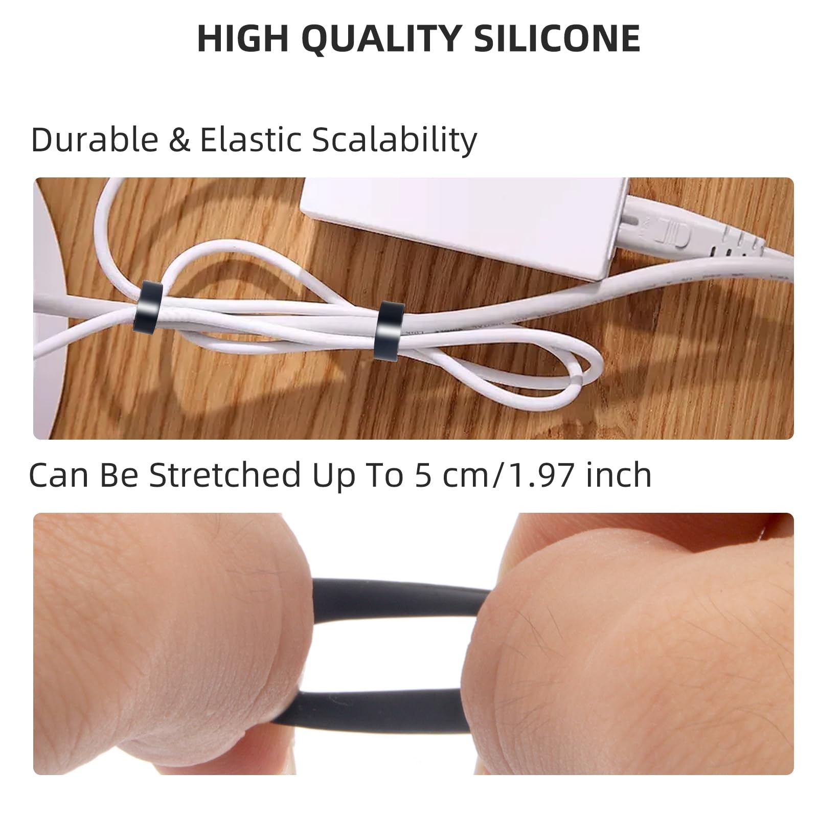 100 PCS Silicone Rubber Bands, 0.5 Inch Small Black Elastic