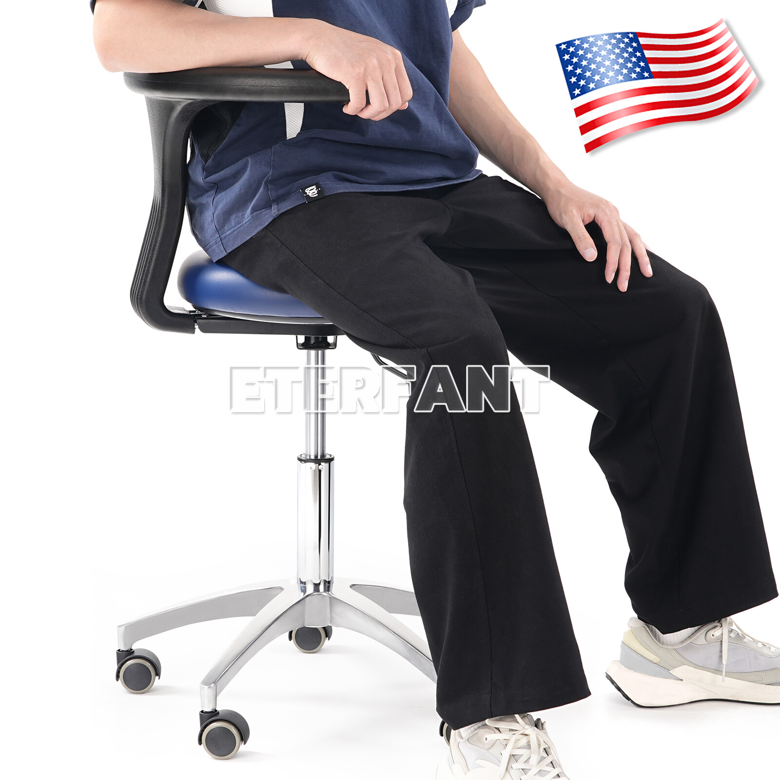 ETERFANT Adjustable Mobile Chair/Medical Microscope Stool Chair with Armrest