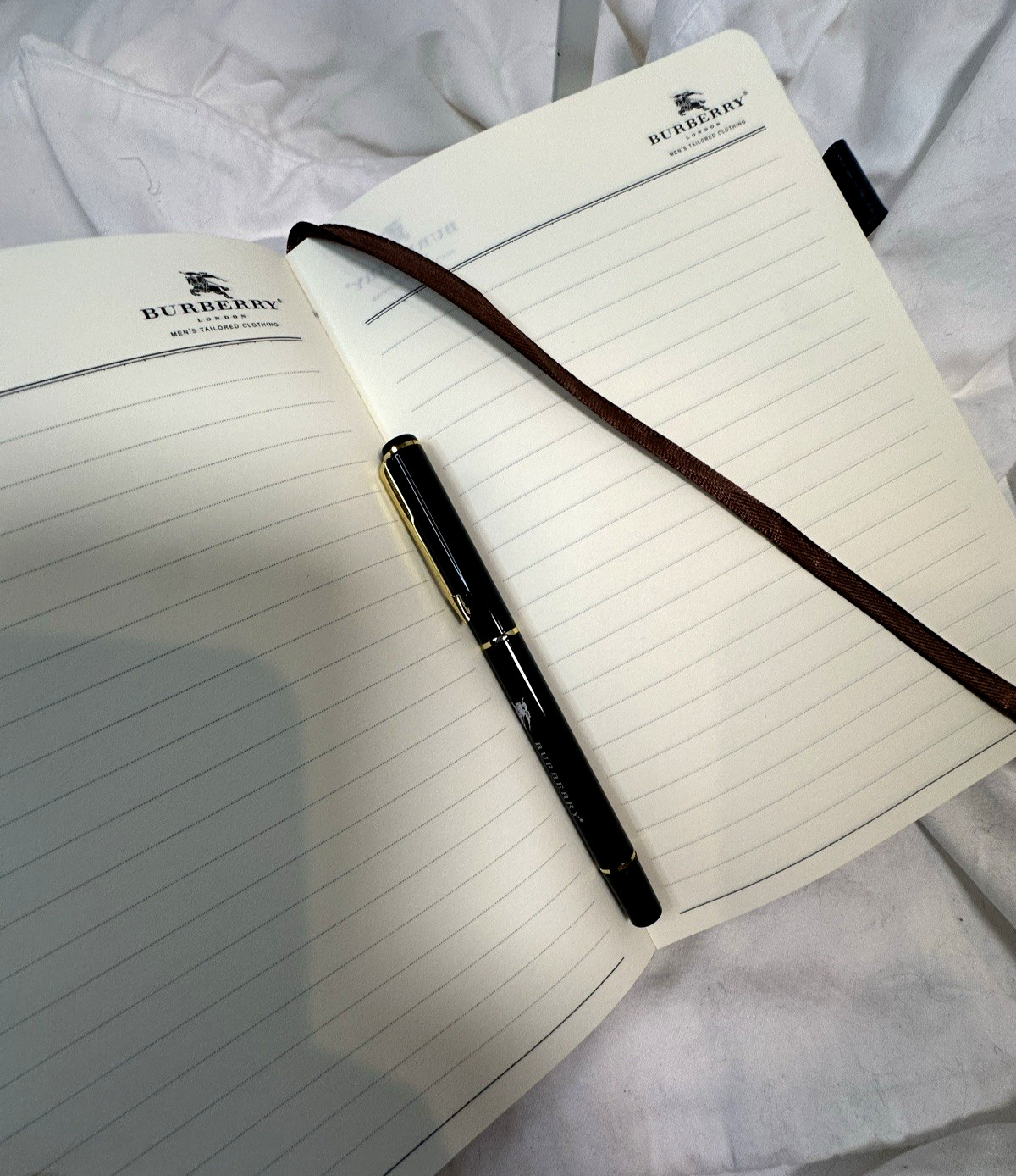 Burberry Black Lined Notebook with Matching Burberry Pen – New – 8.5” x 6” ~NEW~