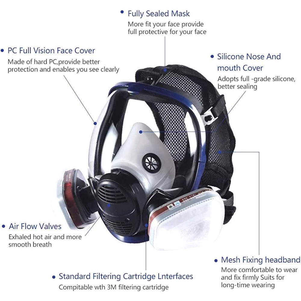 Facepiece Reusable Respirator 15 in 1 Full Face Gas Mask For Painting Spraying