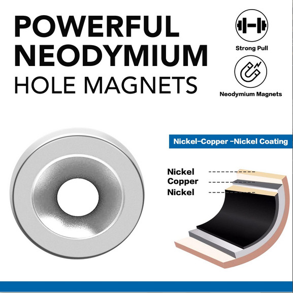 12mm Countersunk Ring Magnet 12x3mm 4mm Hole Neodymium Disk N52+ Screws USA Ship