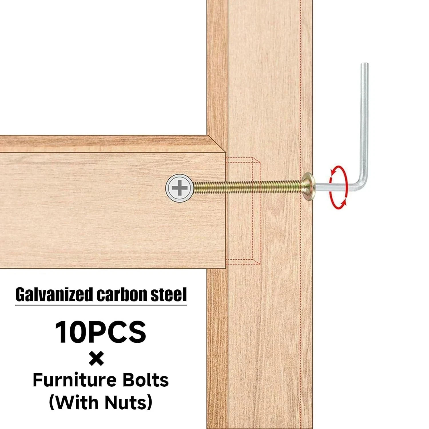 M6 X 100Mm Bunk Bed Hardware Replacement Kit, 10 Pack Bed Bolts for Wooden Bed,