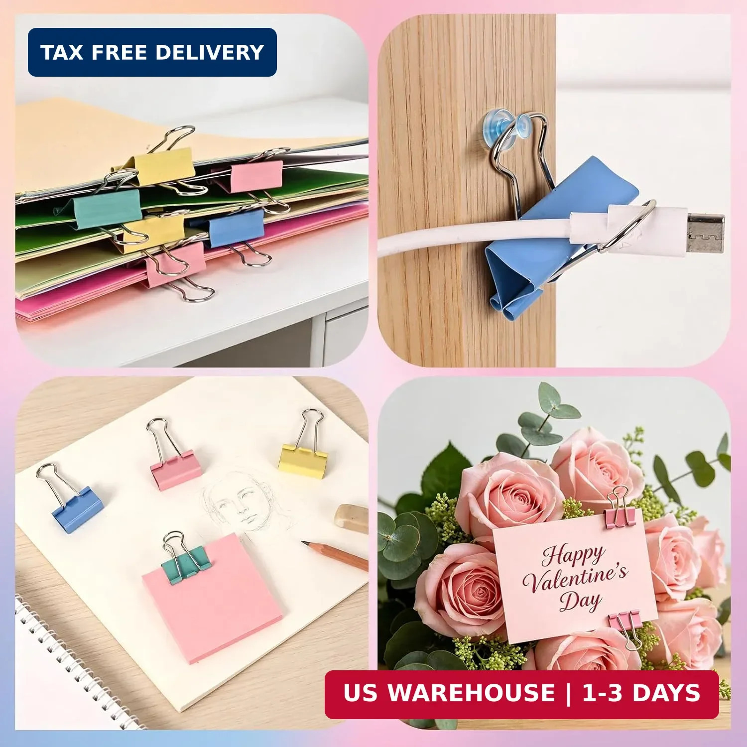 180Pcs Colorful Binder Clips Assorted Size, Metal Paper Clips for Daily Use | Cl