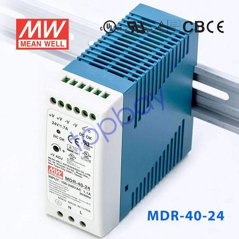 Mean Well MDR-40-24 Single Output Industrial Power Supply 40W 24V – DIN Rail