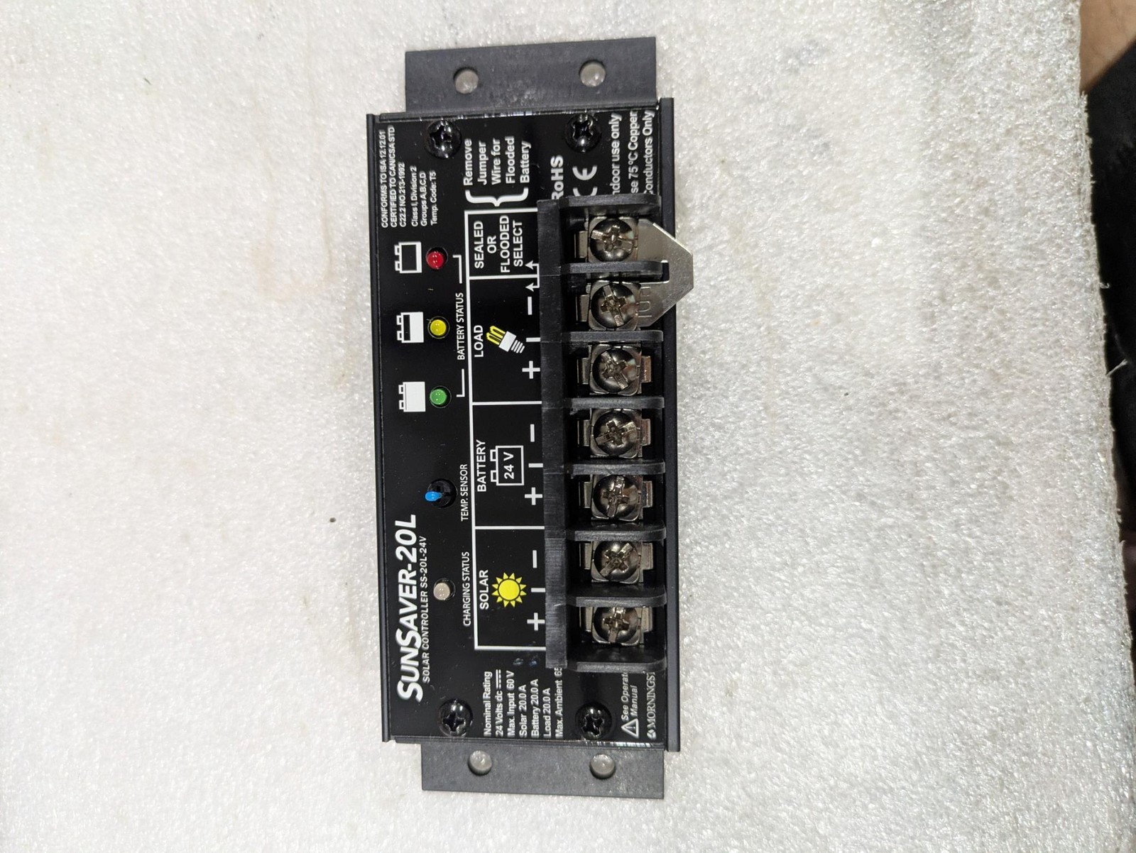Morningstar SunSaver SS-20L-24V Solar Charge Controller 20A 24V PWM with LVD