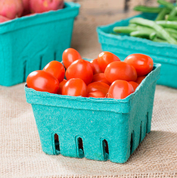 500/Case 1 Pint Green Berry Produce Fruit Basket Molded Pulp Cardboard Container