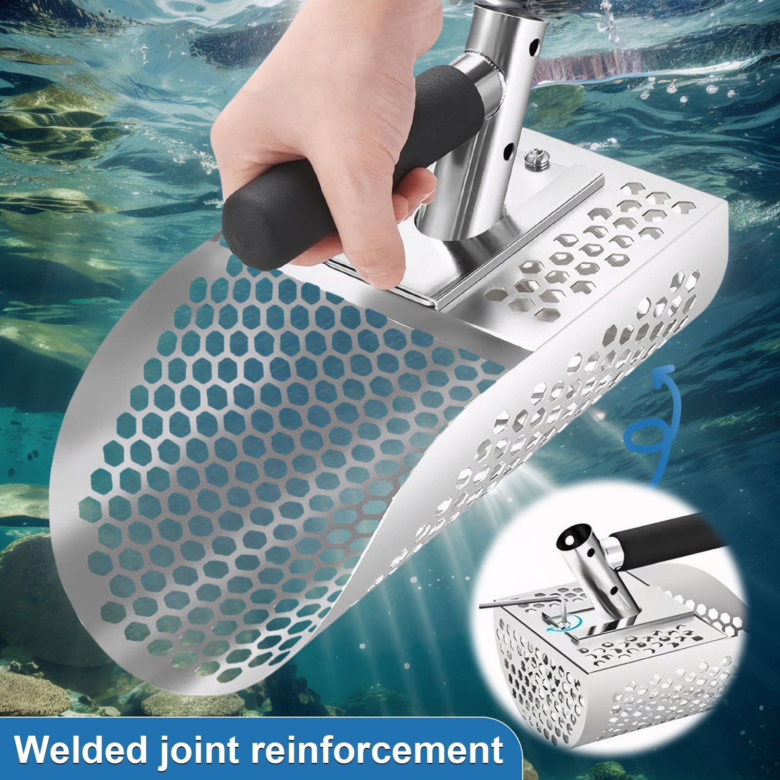 Long Handle Sand Scoop Metal Detecting Shovel Adjustable Stainless Steel Beach