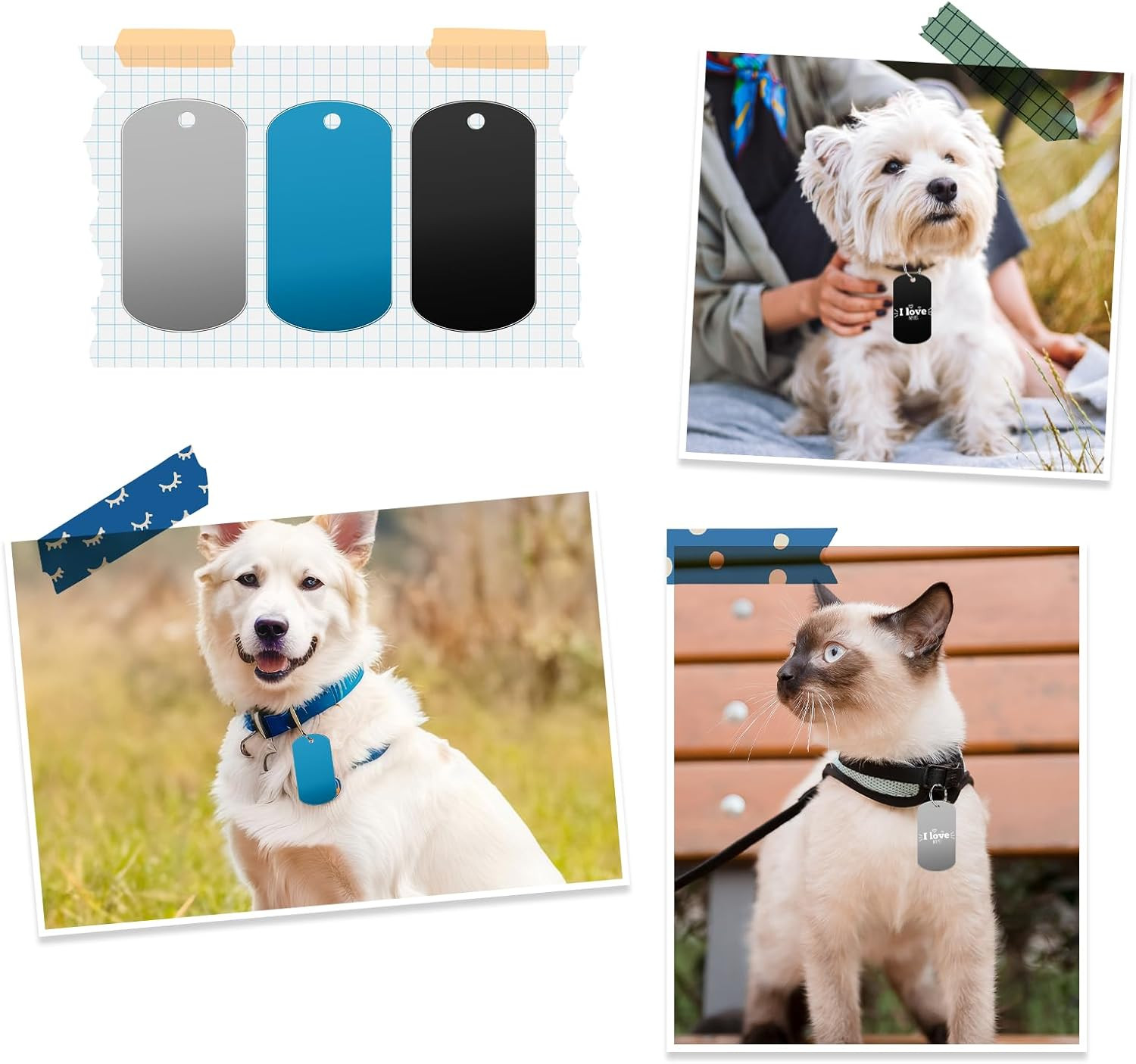 Metal Stamping Blanks Aluminum Tags 20 Pcs Multicolor Engraving Dog Keychain