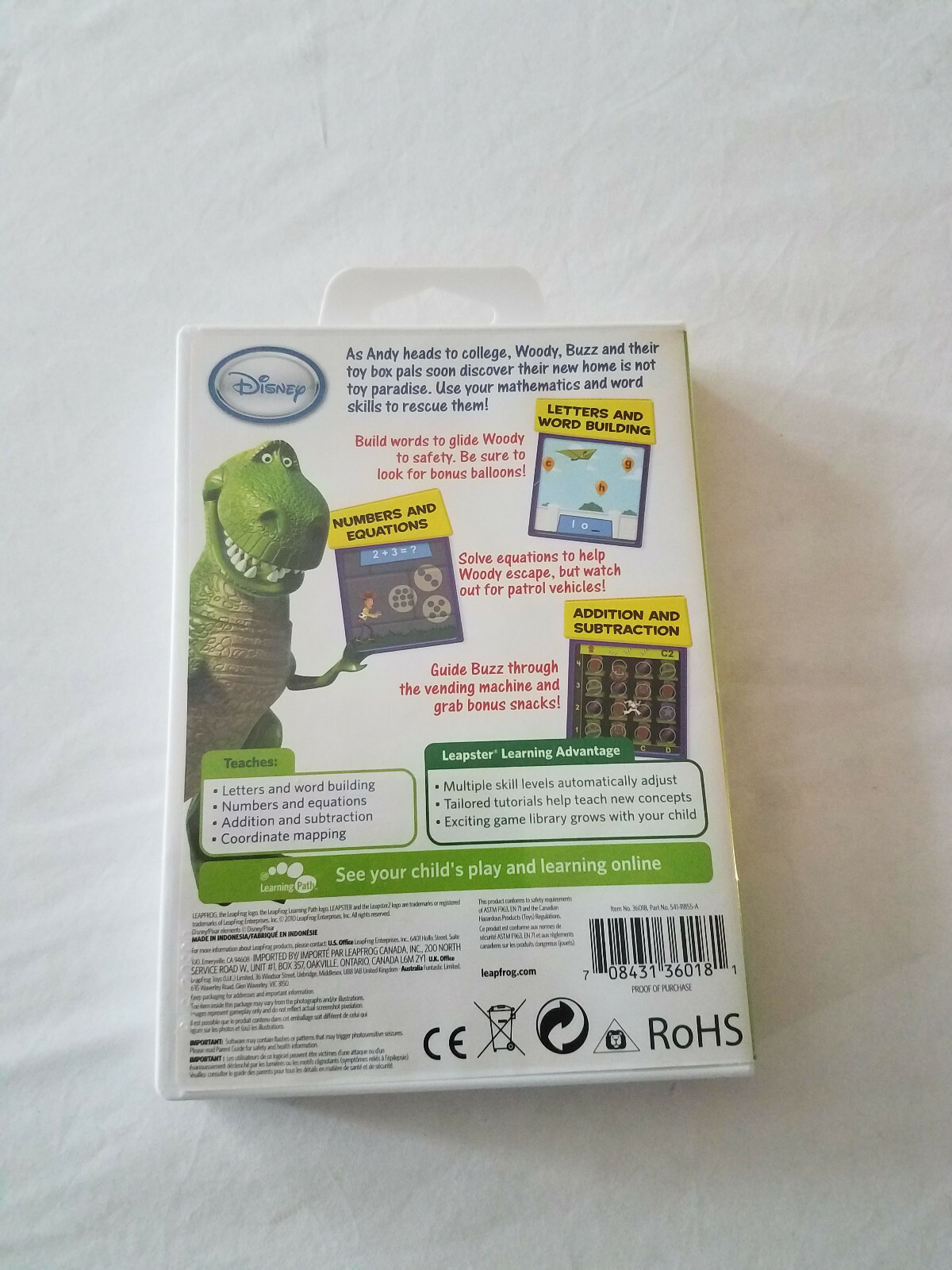 Leap Frog Leapster Explorer Disney Toy Story 3 Learning Game 4-7 Years