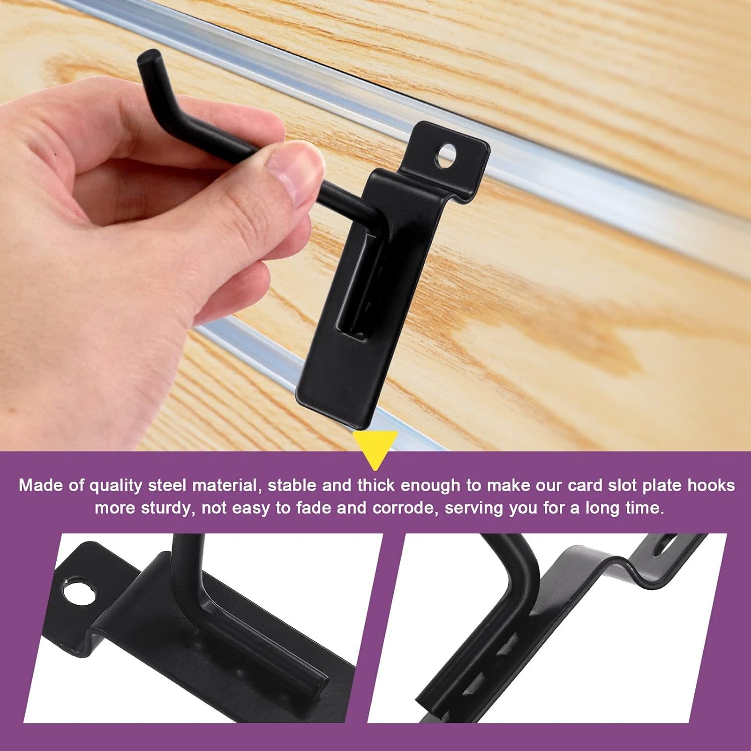 2-Inch Slatwall Hook Assortment Kit – 20 Durable Heavy-Duty Metal Hooks in Black