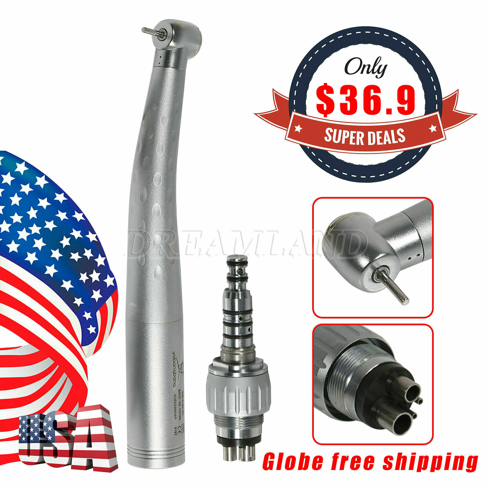 Dental Fast High Speed Handpiece with 4 Holes Quick Coupler Coupling