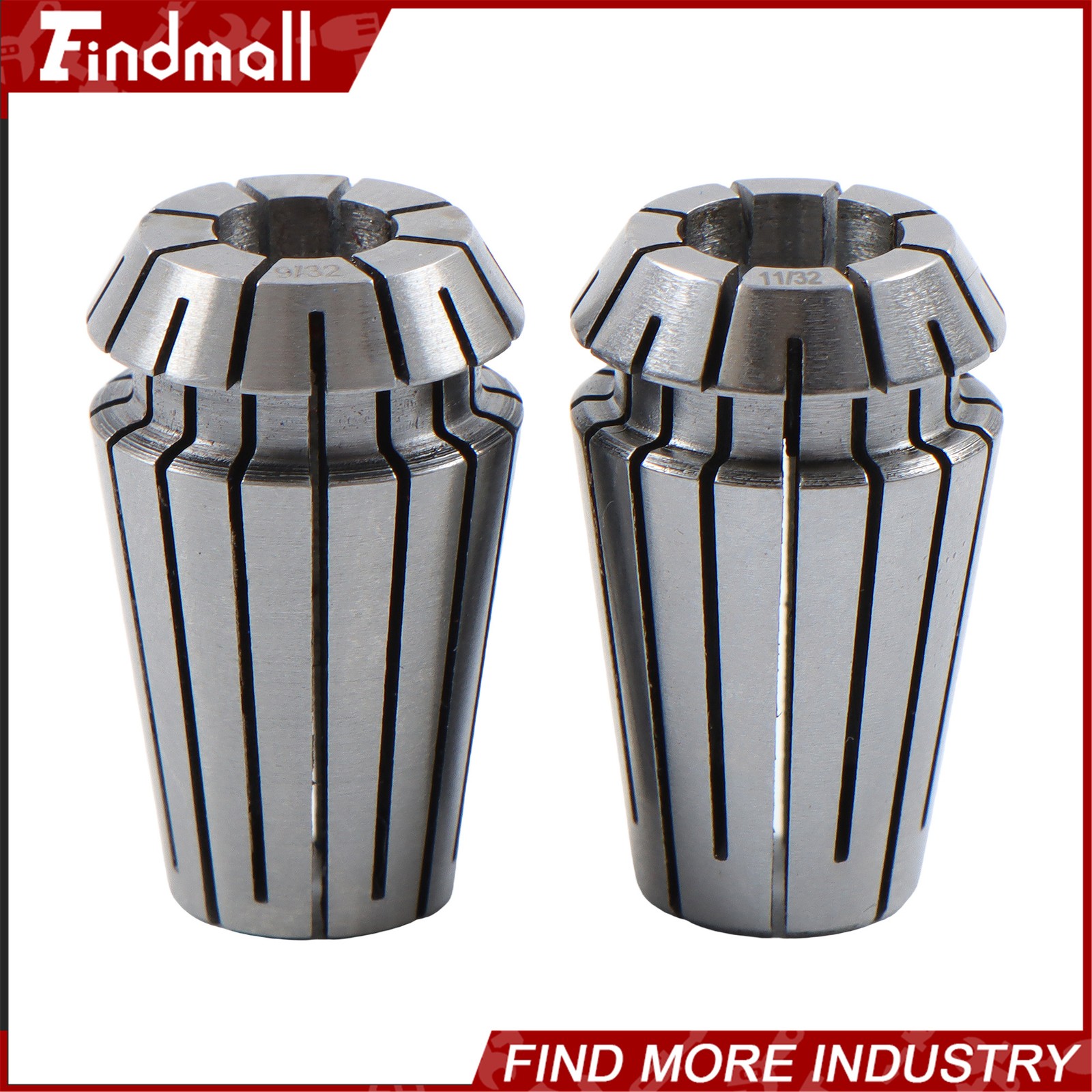 Findmall ER16 Collet Set 10 Pack Precision 3/32 to 3/8 Inch by 32nds 0.0002 TIR