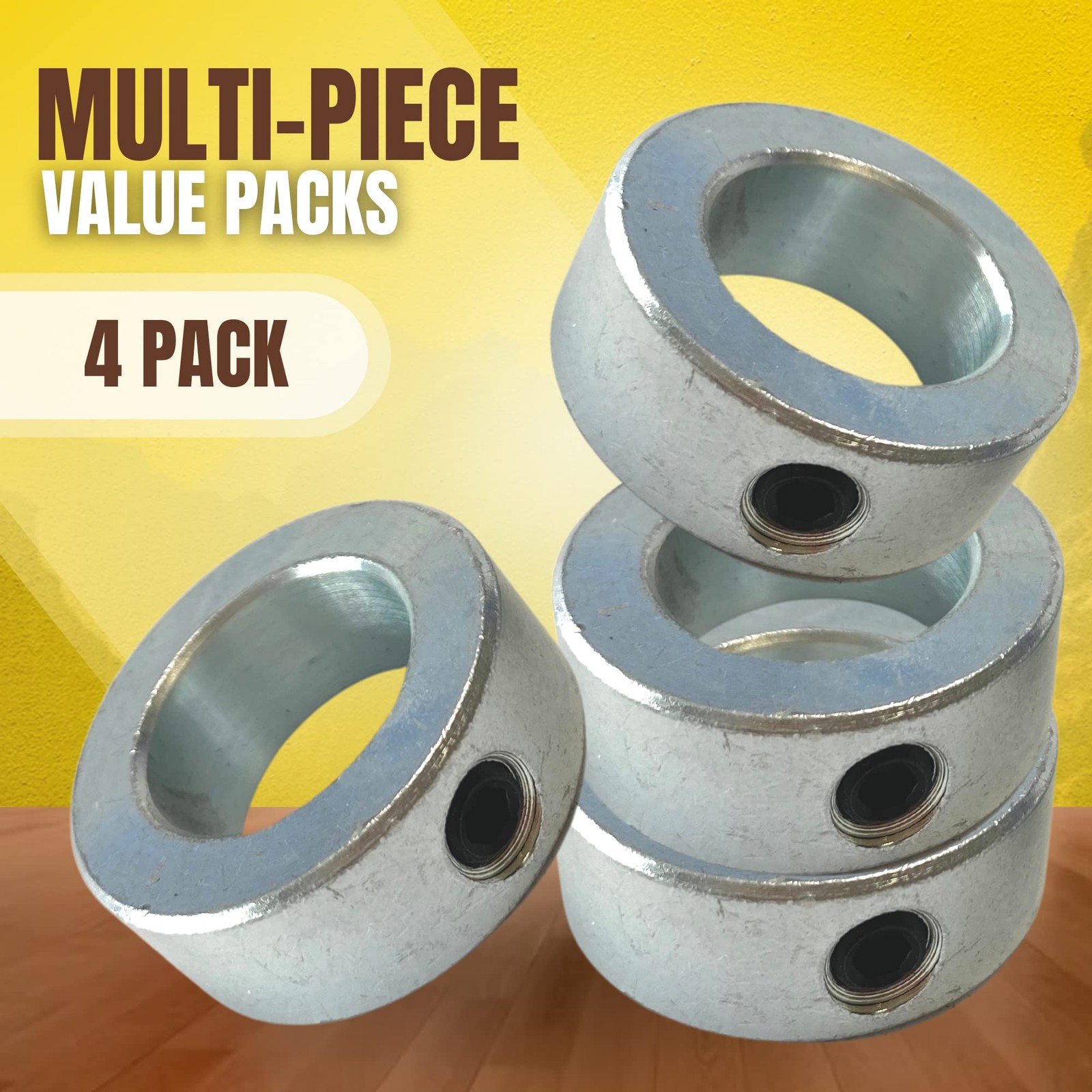 4 PCS 1 Bore Solid Steel Shaft Collars Zinc Plated Machinery Industrial Use