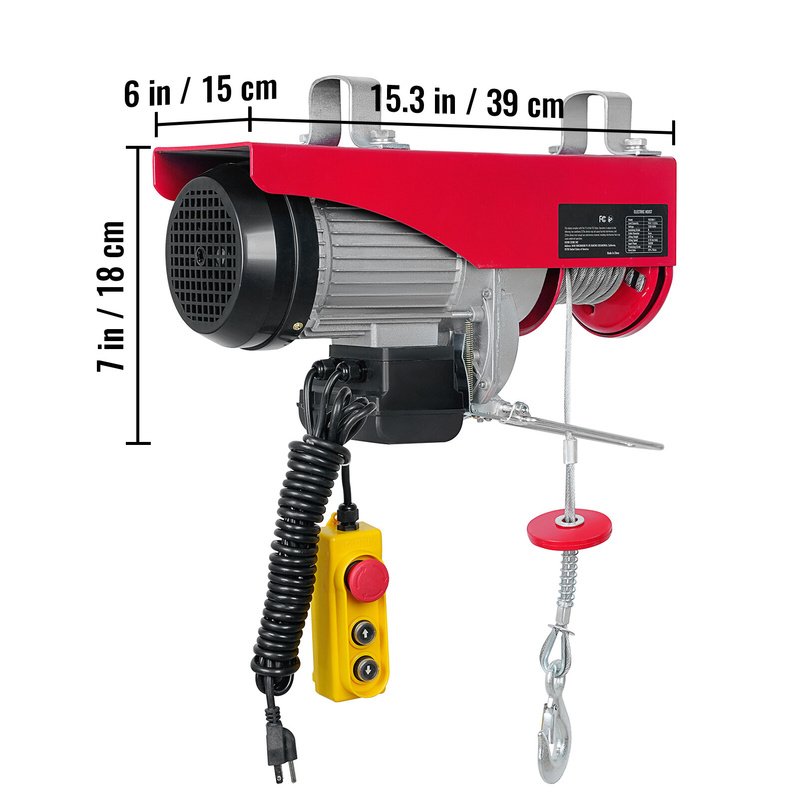 Electric Hoist 1320lbs Crane Winch with Wired Remote Control 1150W 110V