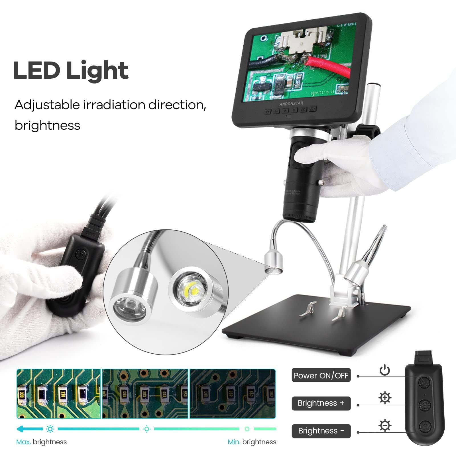 Andonstar AD246-M 7» LCD-AD246-M, Digital Microscope-7″ 3 Lens