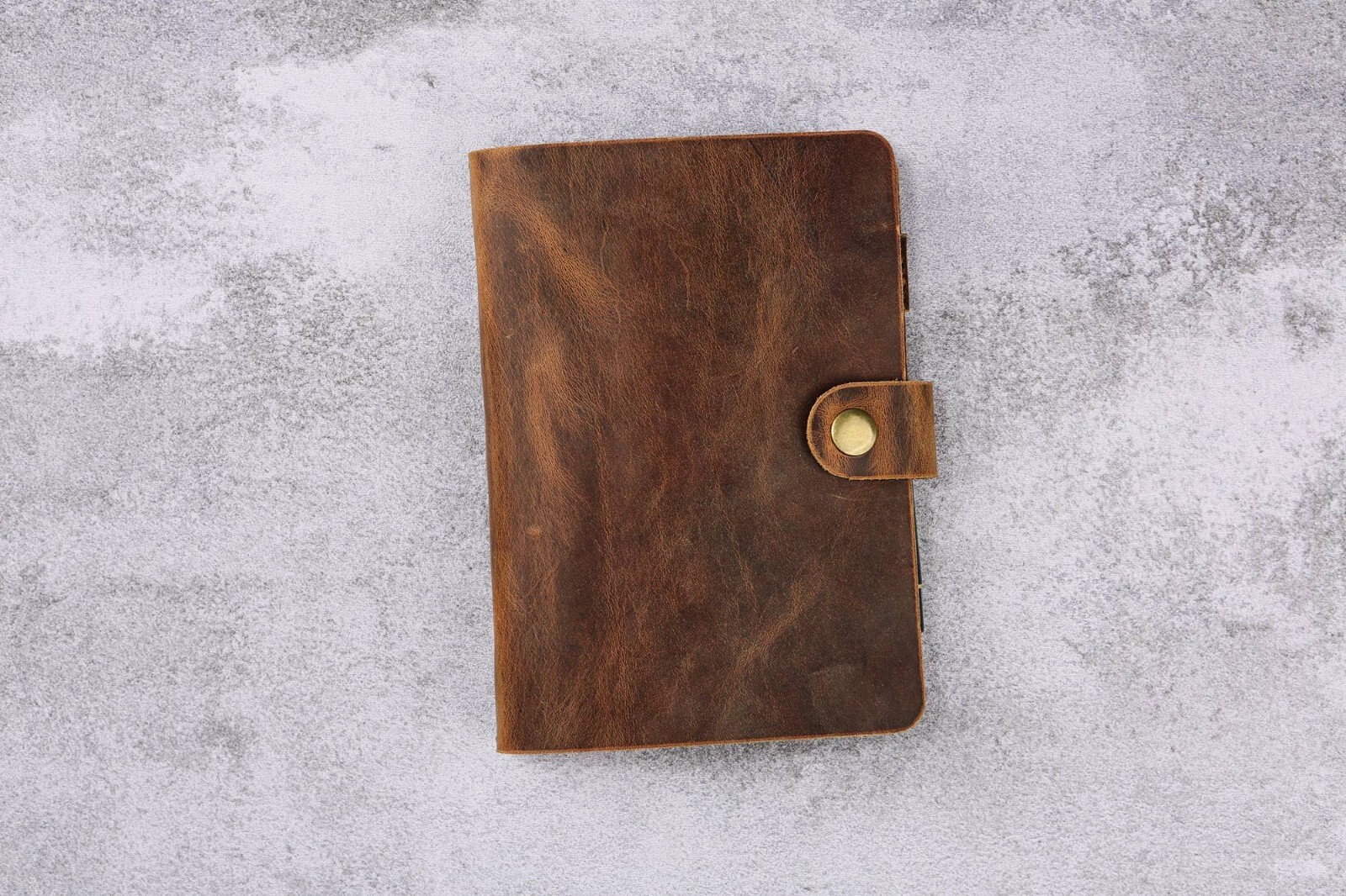 Personalized rustic leather 6 ring A6 journal diary cover with pen holder