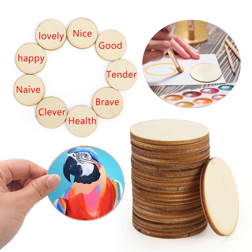 WLIANG 25 Pcs 4 Inch Wood Circles, Unfinished 4inch, wooden circles2