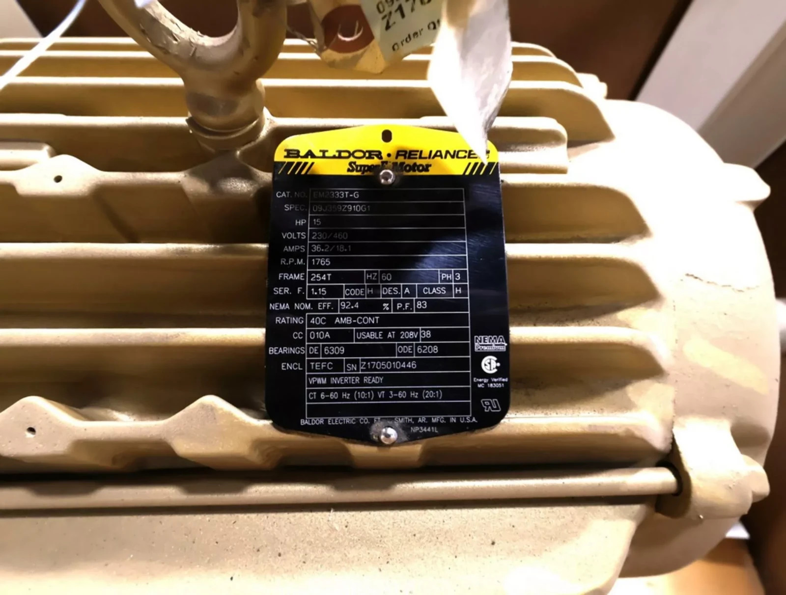 NEW BALDOR EM2333T-G MOTOR 15HP 575V 254T 1765RPM