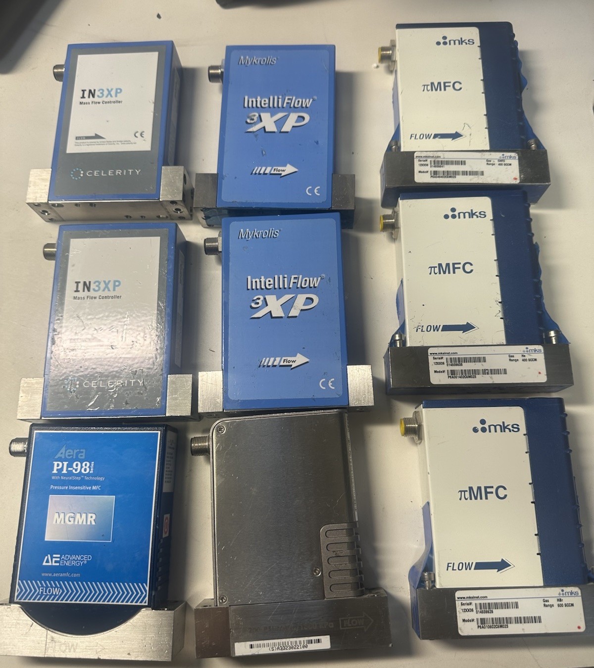 Mass Flow Controller Lot of 9 MIXED APPLIED MATERIALS MKS PI MFC 3XP IFC-125C