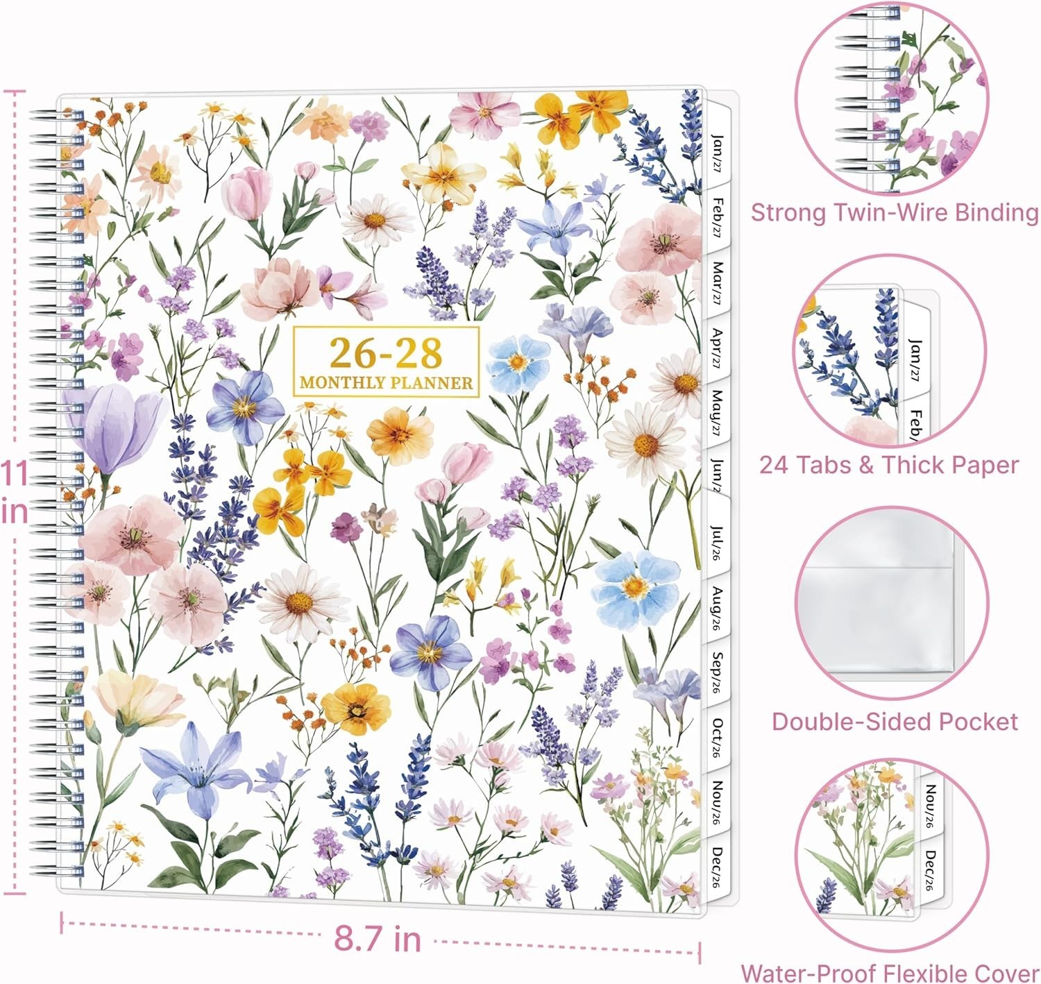 2026-2028 Monthly Planner 2 Year Calendar Jul 2026-Jun 2028 8.5×11 Large