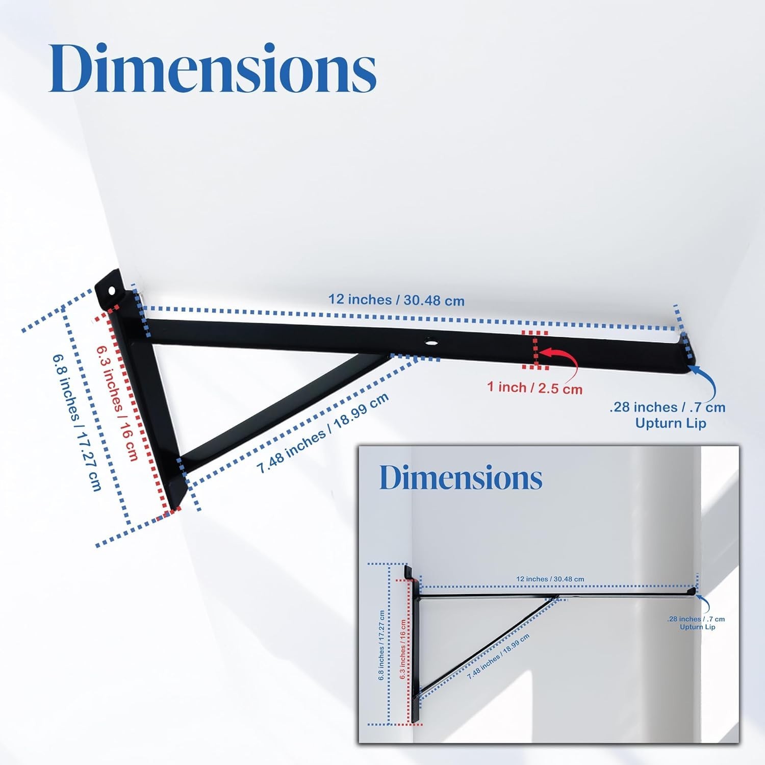 12″ Black Heavy Duty Slatwall Brackets – Securely Display Your Shelves (4 Pack)