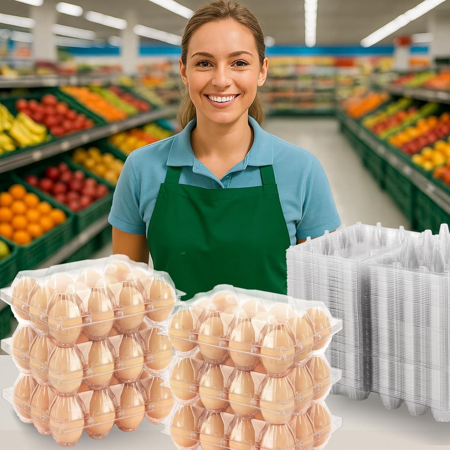 100 Packs Egg Cartons Cheap Bulk Plastic for 12 Eggs Clear Egg Cartons