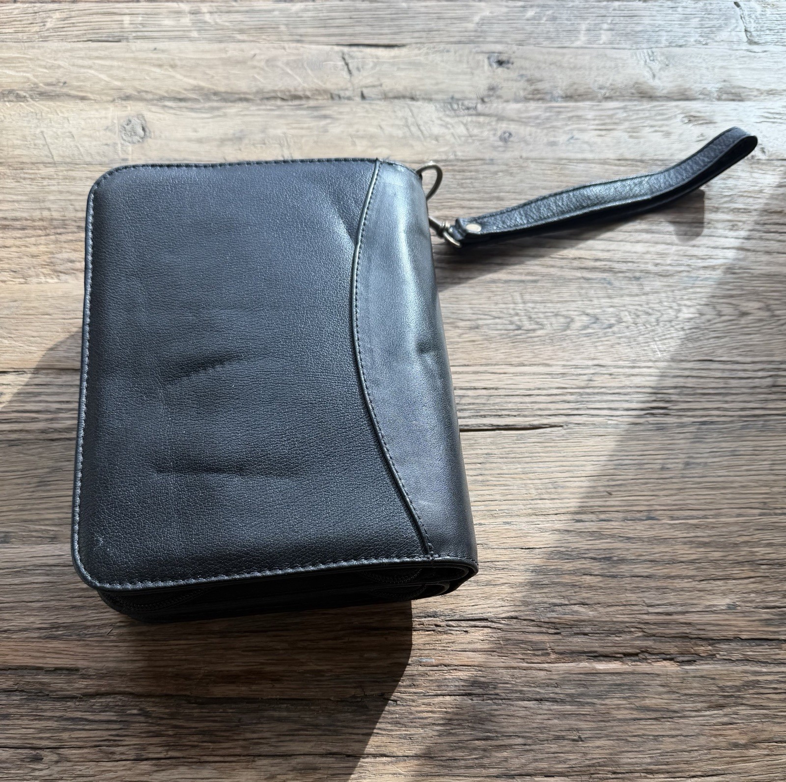Coronado Leather Zip Planner Organizer Black Leather EDC Travel Wallet Conceal